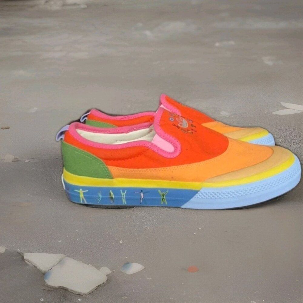 adidas Nizza Slip On Pride Love Unites Rainbow Sneakers Men's Size 7.5 - Picture 4 of 8